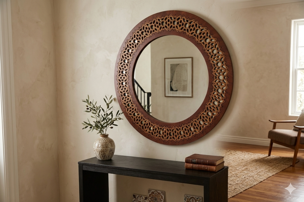 CNC Cutout Round Wall Mirror
